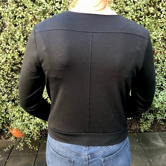 VALETTE Black Ponte Cotton Motocycle Jacket Asymmetrical Zipline Crop Size 10 - Picture 14 of 17